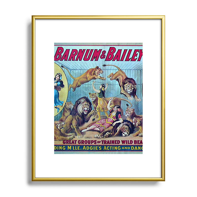 1910 Barnum & Bailey Circus Dancing Lions - M'lle Adgi's Acting Vintage Poster Framed Art Print