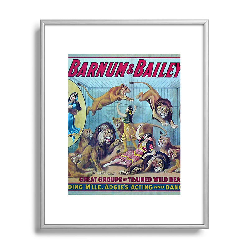 1910 Barnum & Bailey Circus Dancing Lions - M'lle Adgi's Acting Vintage Poster Framed Art Print