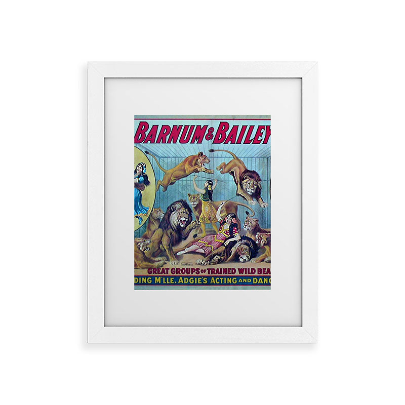 1910 Barnum & Bailey Circus Dancing Lions - M'lle Adgi's Acting Vintage Poster Framed Art Print