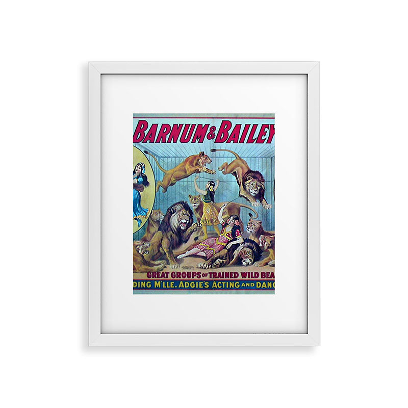 1910 Barnum & Bailey Circus Dancing Lions - M'lle Adgi's Acting Vintage Poster Framed Art Print