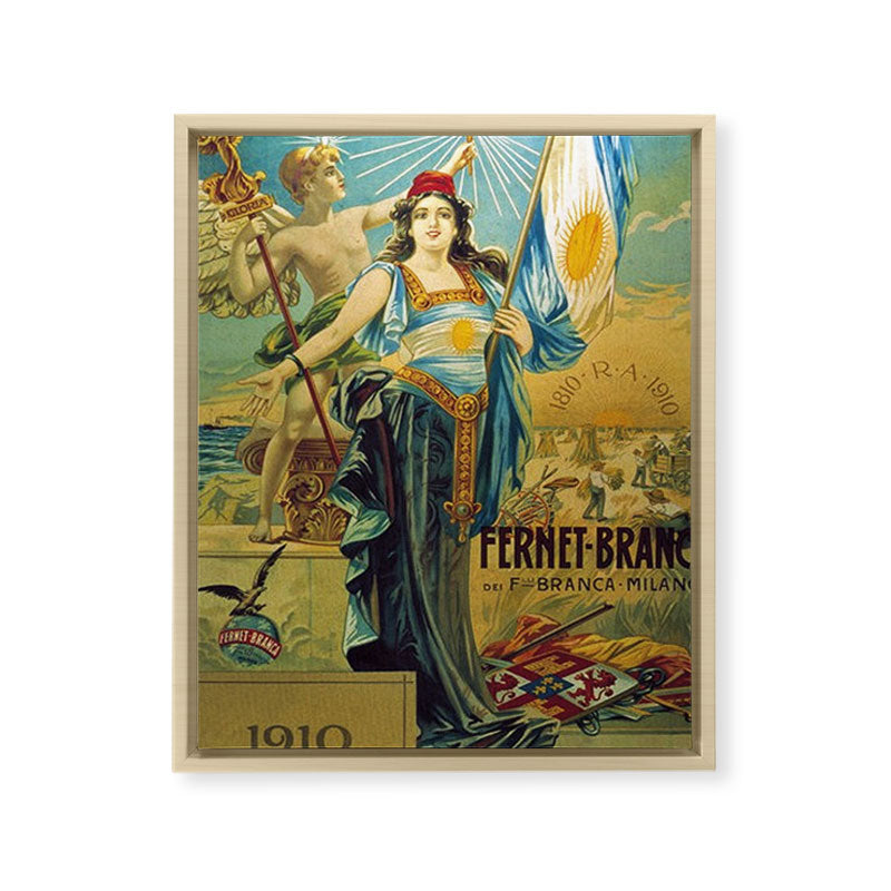 1910 Fernet Branca Liqueur Aperitif Advertisement Poster Print Framed Canvas Print