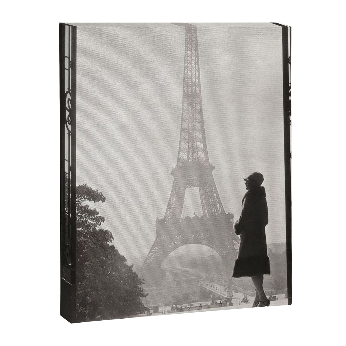 1920 Woman at the Gate, Eiffel Tower black and white photography / jazz age black & white photograph Canvas Print