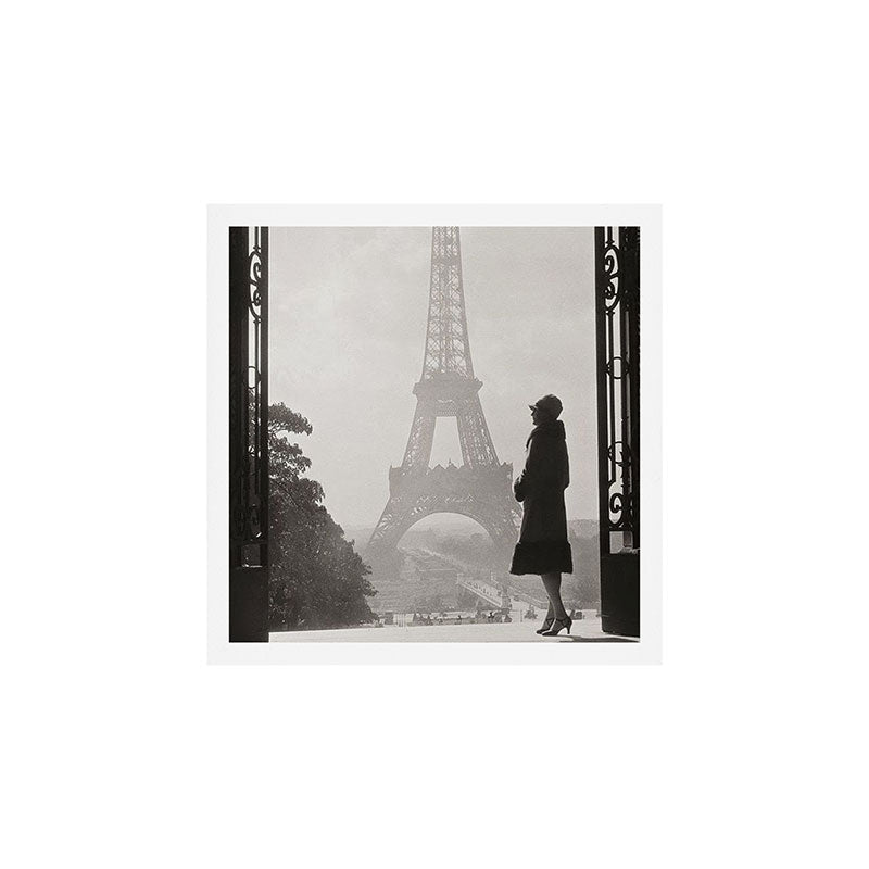 1920 Woman at the Gate, Eiffel Tower black and white photography / jazz age black & white photograph Art Print