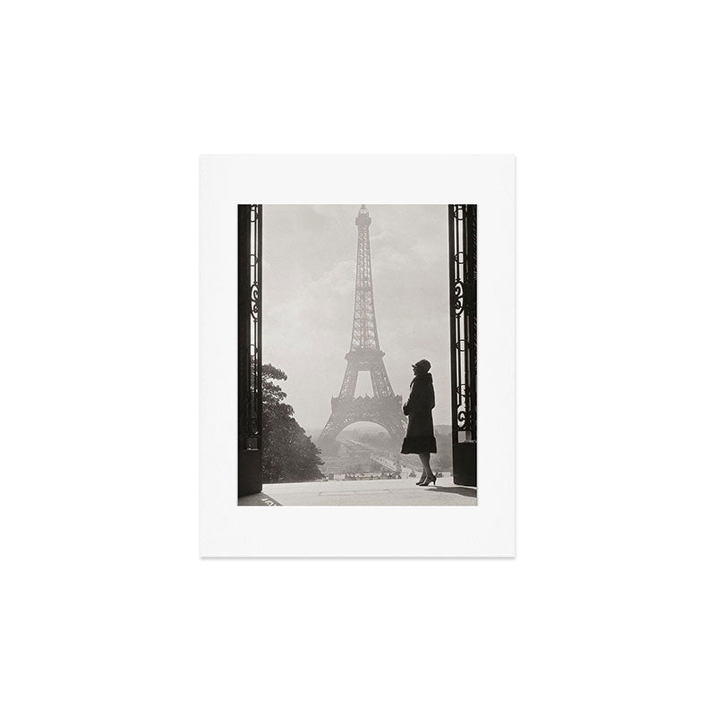 1920 Woman at the Gate, Eiffel Tower black and white photography / jazz age black & white photograph Art Print