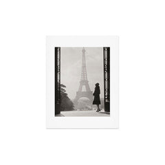 1920 Woman at the Gate, Eiffel Tower black and white photography / jazz age black & white photograph Art Print