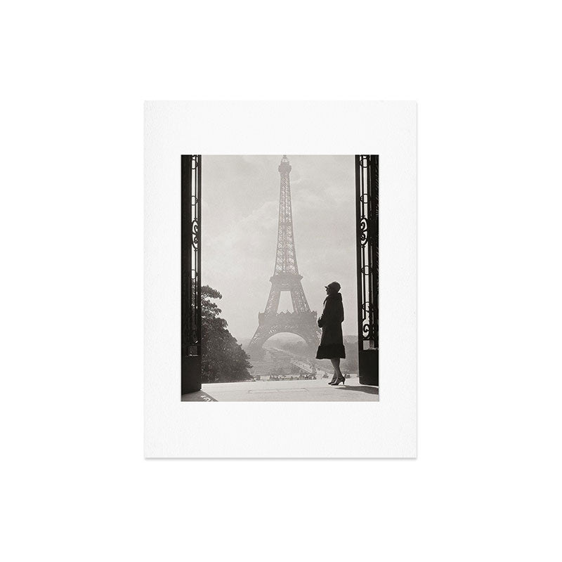 1920 Woman at the Gate, Eiffel Tower black and white photography / jazz age black & white photograph Art Print