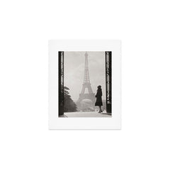 1920 Woman at the Gate, Eiffel Tower black and white photography / jazz age black & white photograph Art Print