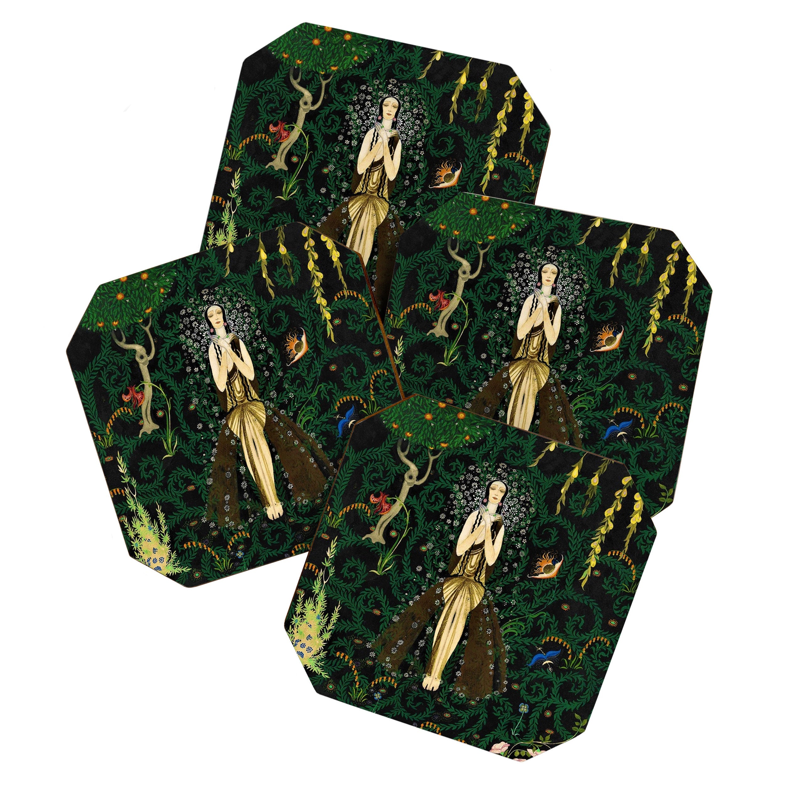 1921 Classical Masterpiece 'Flowers and Flames' by Kay Nielsen Coaster