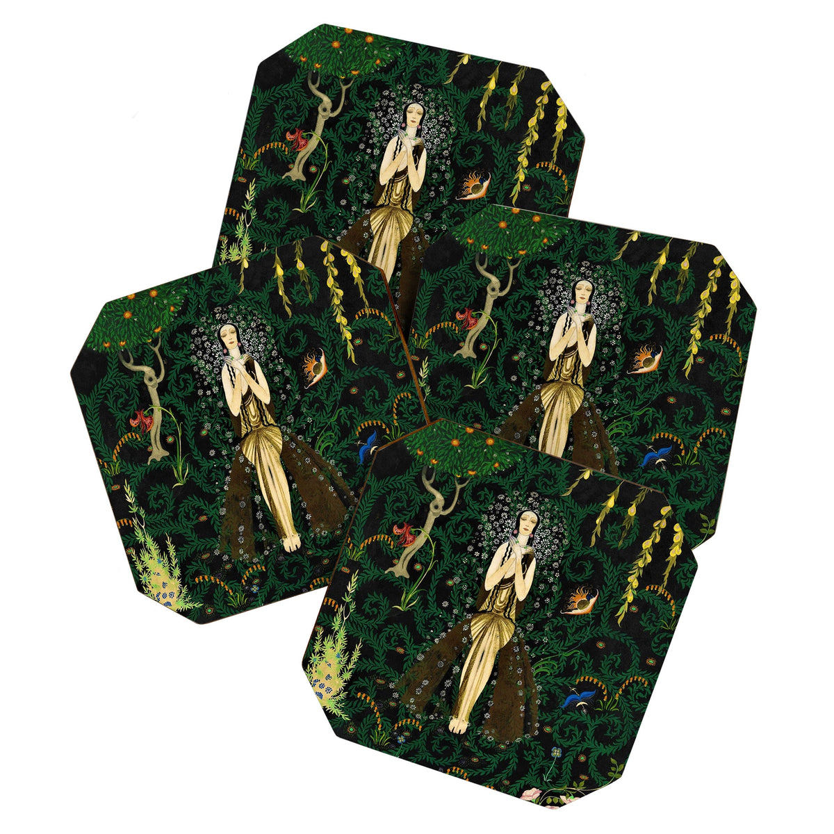 1921 Classical Masterpiece 'Flowers and Flames' by Kay Nielsen Coaster