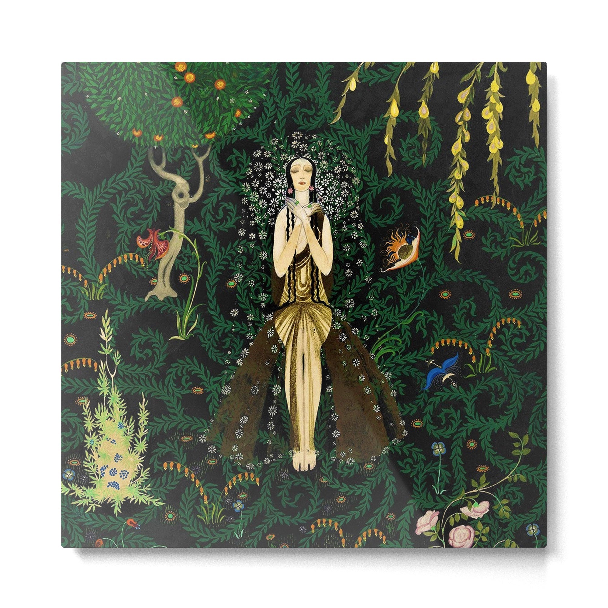 1921 Classical Masterpiece 'Flowers and Flames' by Kay Nielsen Metal Print