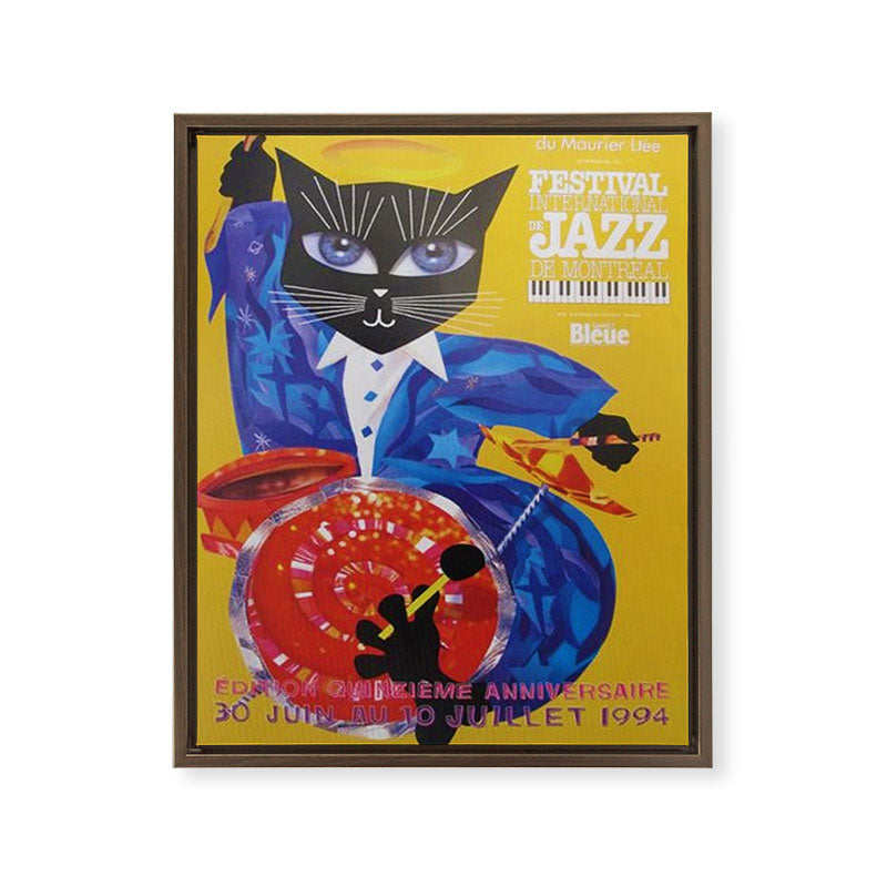 1994 Montreal Jazz Festival Cool Cat Poster No. 3 Gig Advertisement Framed Canvas Print