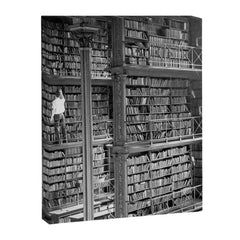A book lovers dream - Cast-iron Book Alcoves Cincinnati Library black and white photography Canvas Print