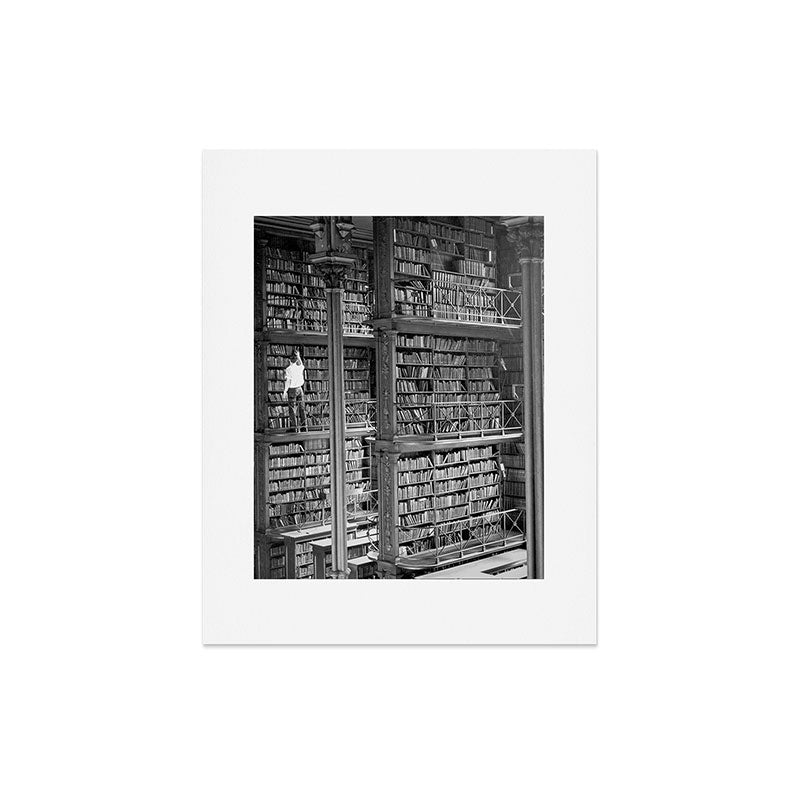 A book lovers dream - Cast-iron Book Alcoves Cincinnati Library black and white photography Art Print