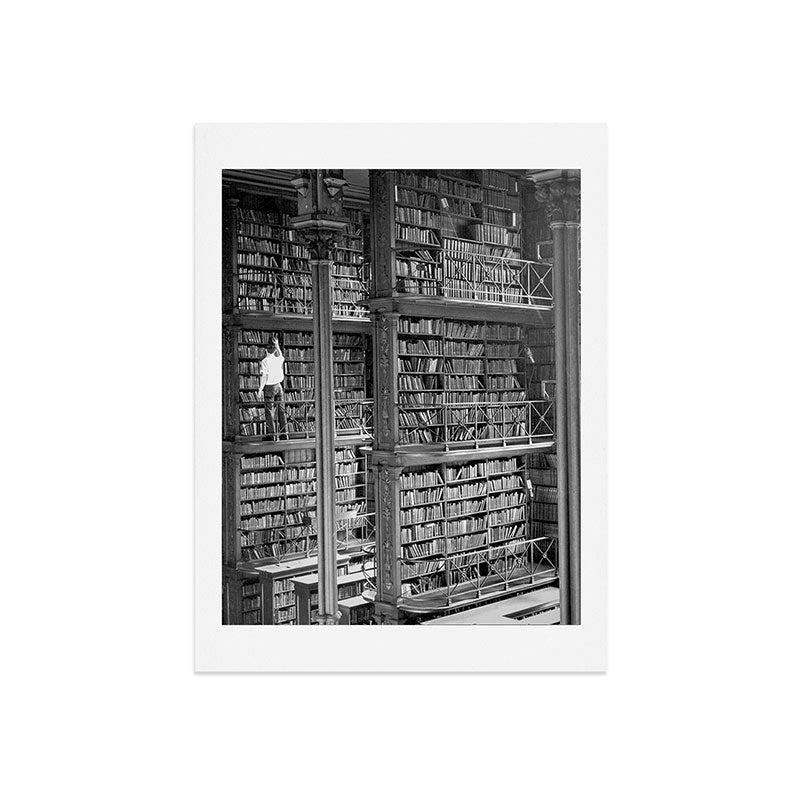 A book lovers dream - Cast-iron Book Alcoves Cincinnati Library black and white photography Art Print