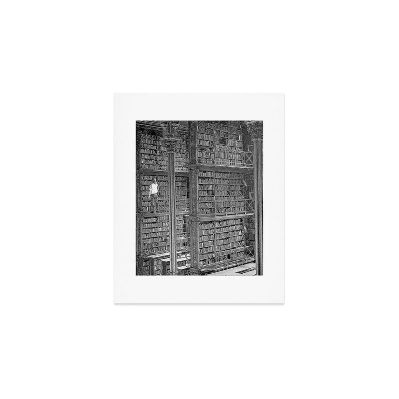 A book lovers dream - Cast-iron Book Alcoves Cincinnati Library black and white photography Art Print