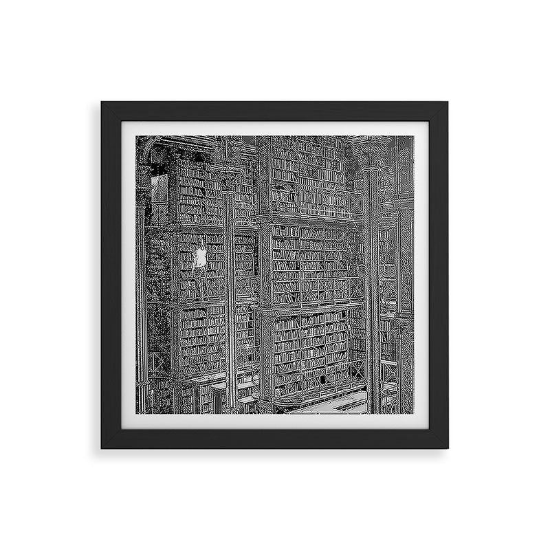 A book lovers dream - Cast-iron Book Alcoves Cincinnati Library black and white photography Framed Art Print