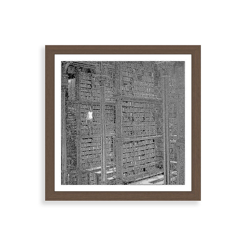 A book lovers dream - Cast-iron Book Alcoves Cincinnati Library black and white photography Framed Art Print