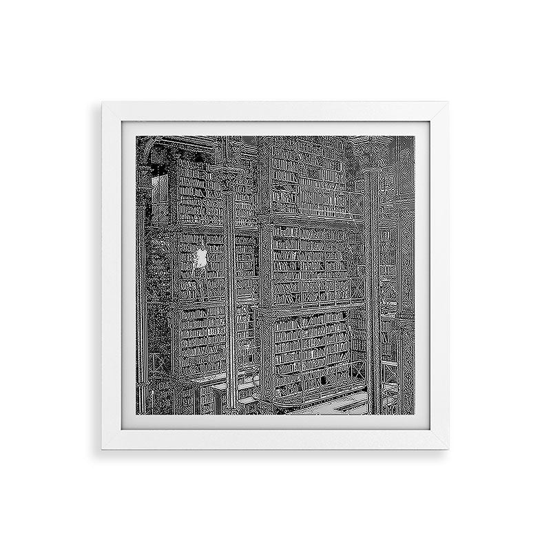 A book lovers dream - Cast-iron Book Alcoves Cincinnati Library black and white photography Framed Art Print