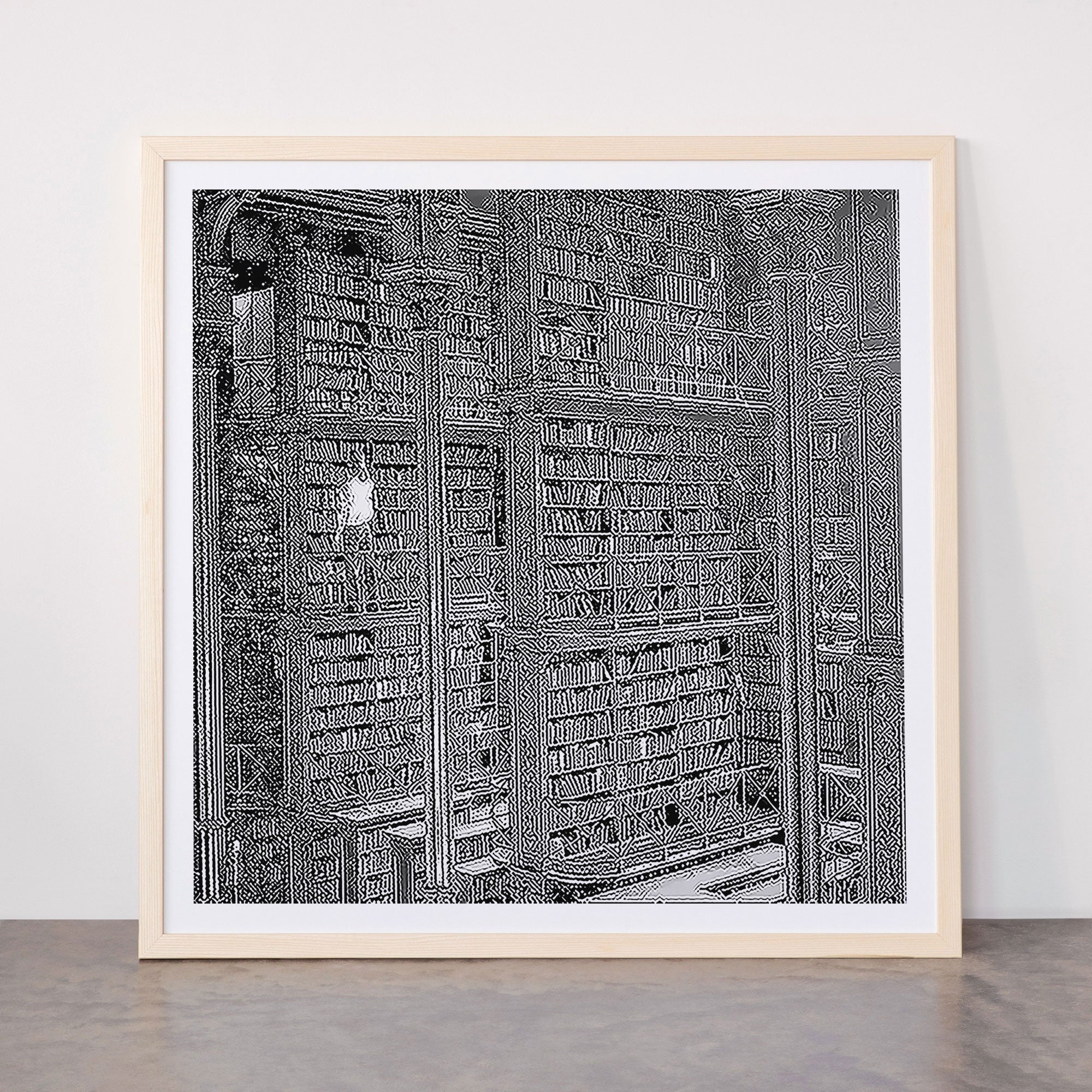 A book lovers dream - Cast-iron Book Alcoves Cincinnati Library black and white photography Framed Art Print