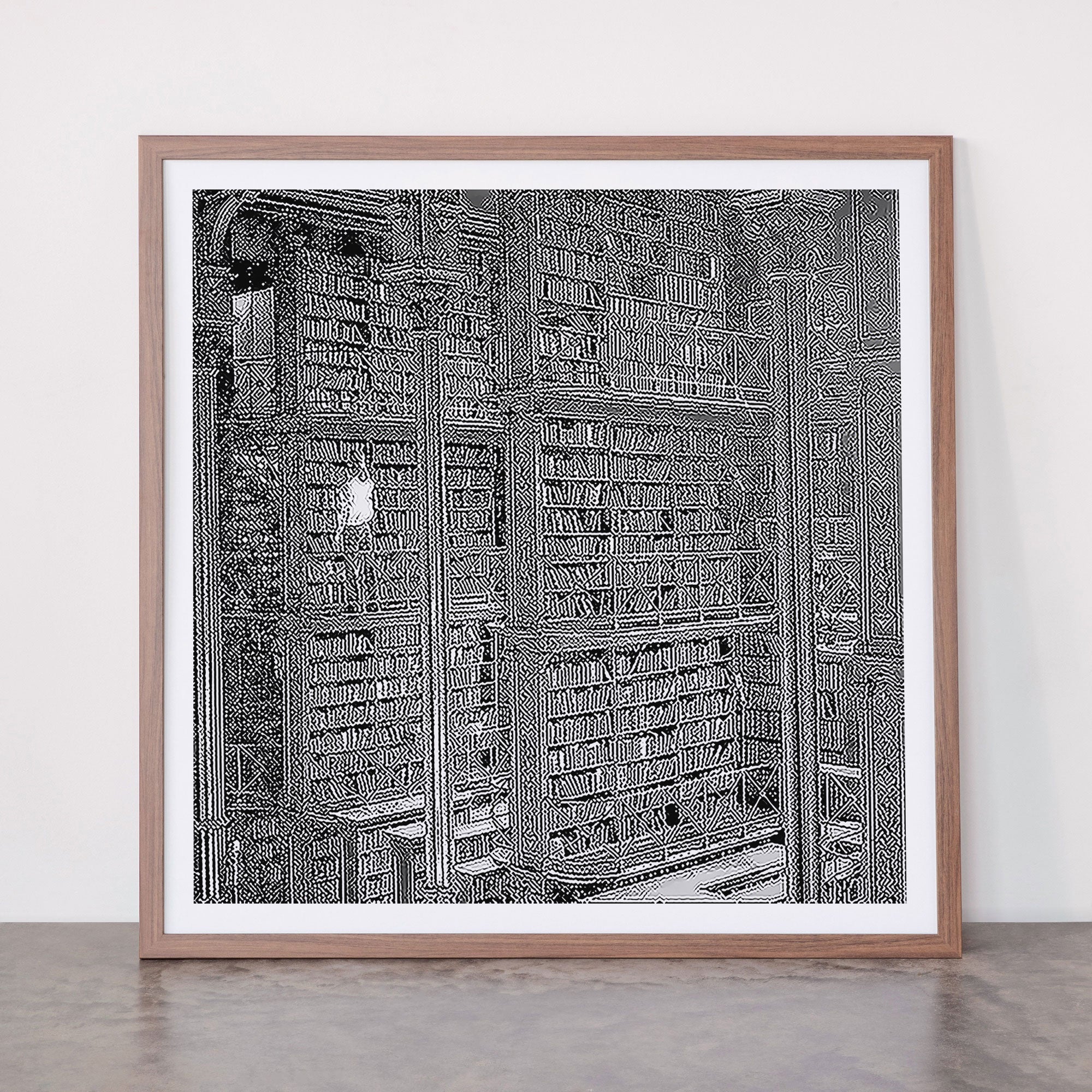 A book lovers dream - Cast-iron Book Alcoves Cincinnati Library black and white photography Framed Art Print