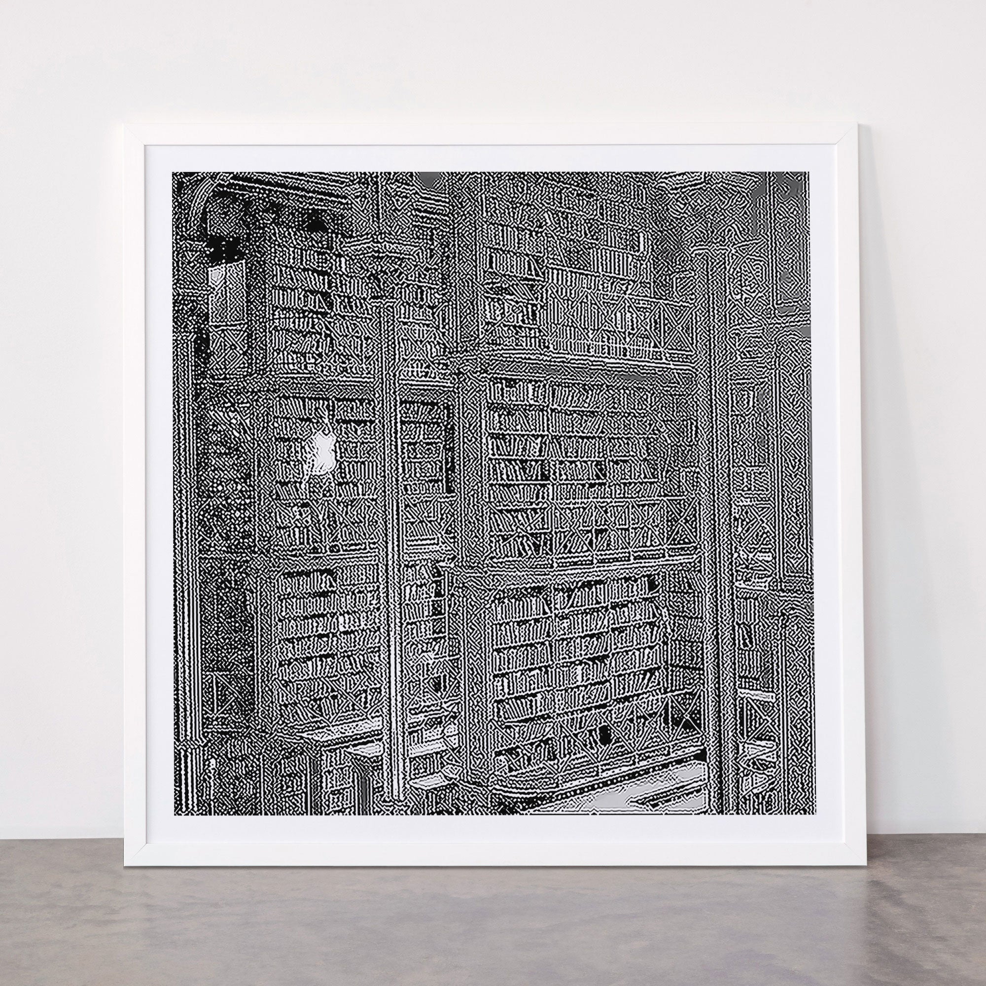 A book lovers dream - Cast-iron Book Alcoves Cincinnati Library black and white photography Framed Art Print
