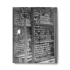 A book lovers dream - Cast-iron Book Alcoves Cincinnati Library black and white photography Metal Print