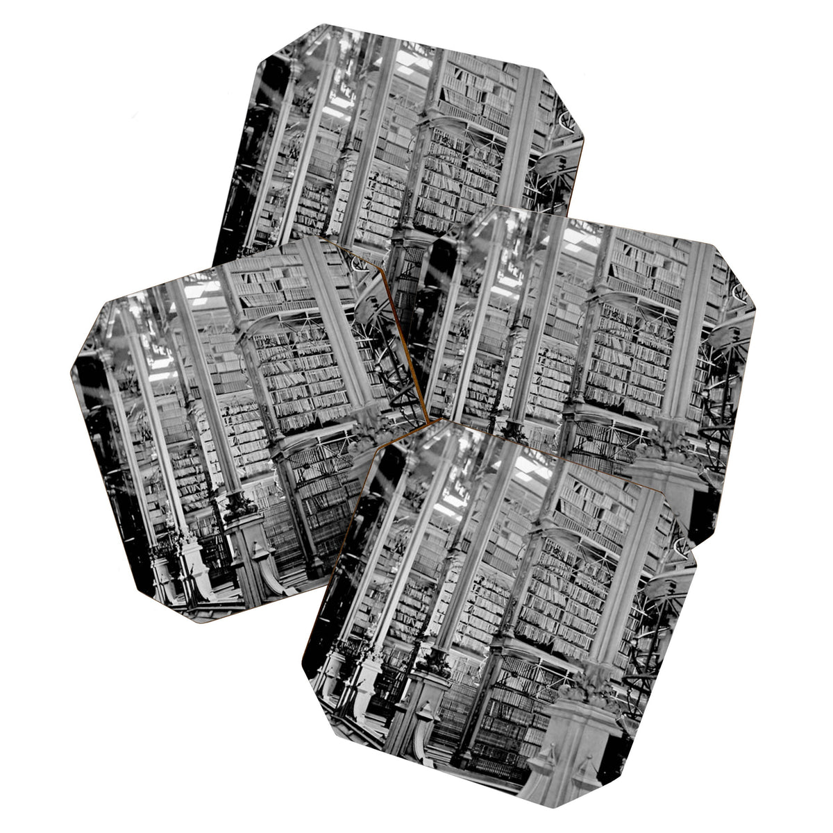 A Book Lover's Dream - Cincinnati Public Library black and white photographs / black and white photo Coaster