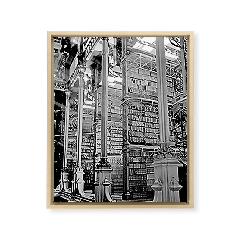 A Book Lover's Dream - Cincinnati Public Library black and white photographs / black and white photo Framed Canvas Print