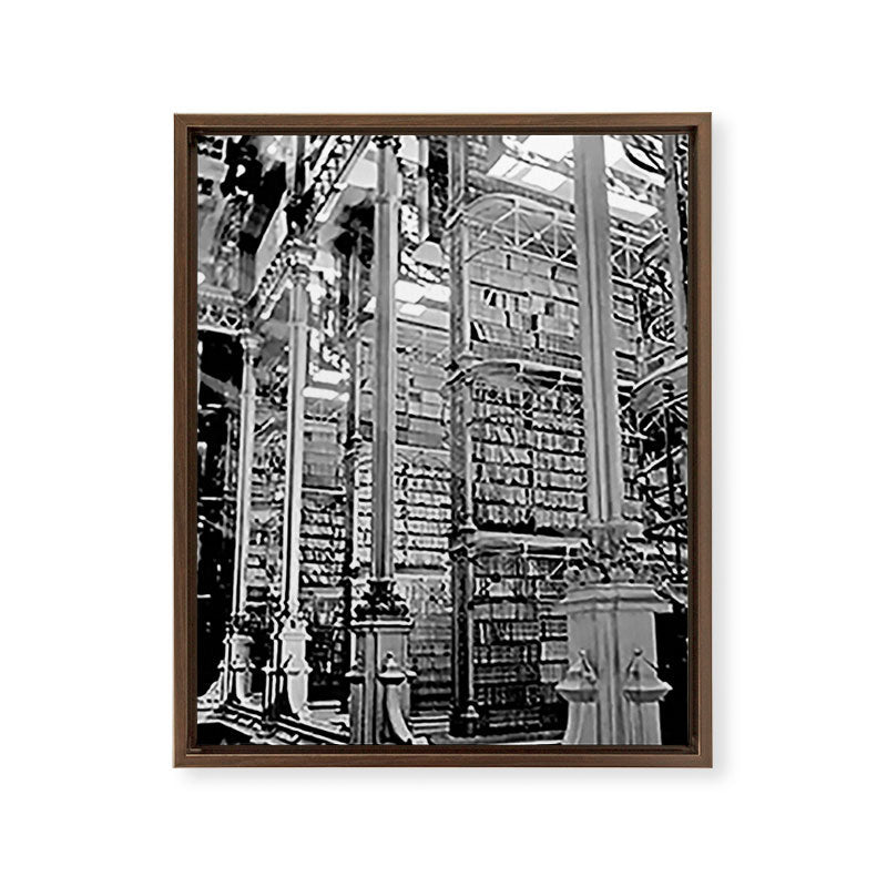 A Book Lover's Dream - Cincinnati Public Library black and white photographs / black and white photo Framed Canvas Print