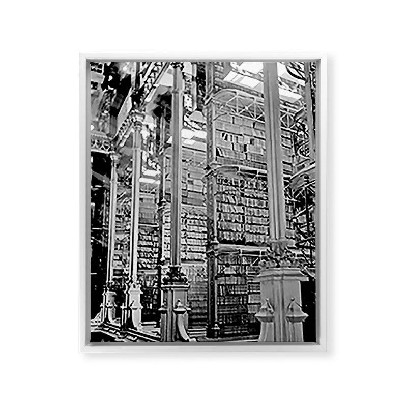 A Book Lover's Dream - Cincinnati Public Library black and white photographs / black and white photo Framed Canvas Print