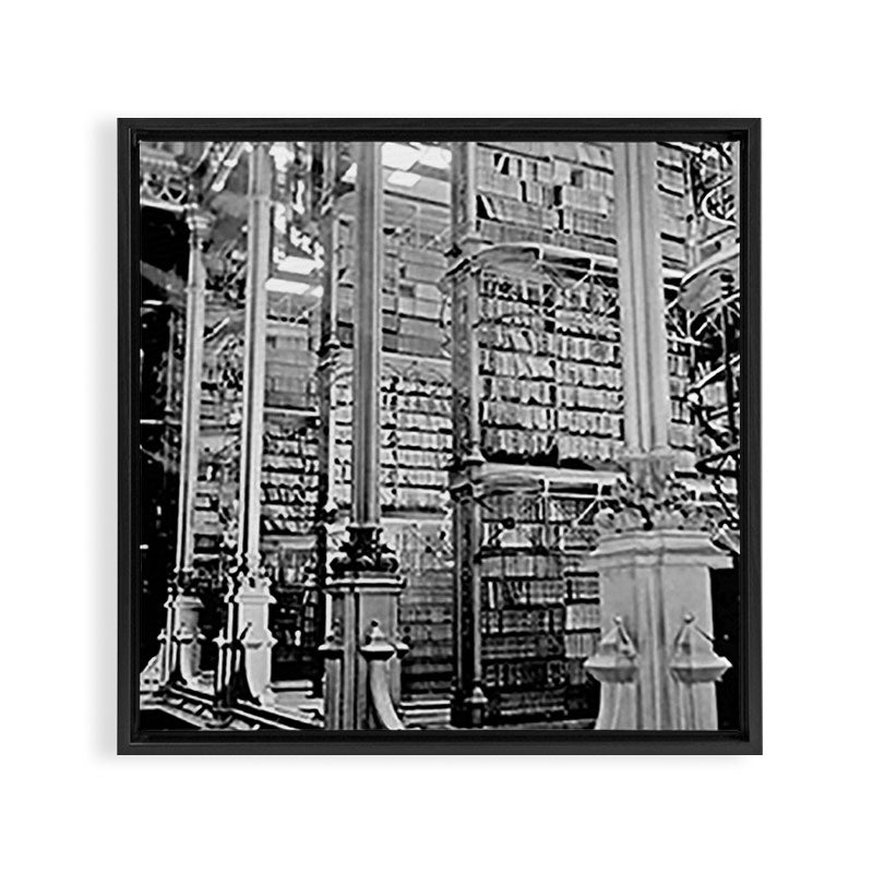 A Book Lover's Dream - Cincinnati Public Library black and white photographs / black and white photo Framed Canvas Print