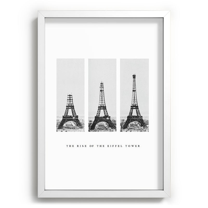 1888-1889 The Rise of the Eiffel Tower Construction Sequence black and white photography Framed Art Print