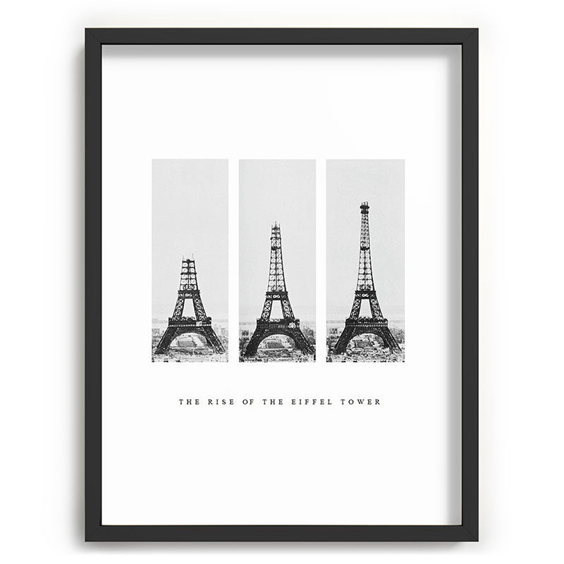 1888-1889 The Rise of the Eiffel Tower Construction Sequence black and white photography Framed Art Print