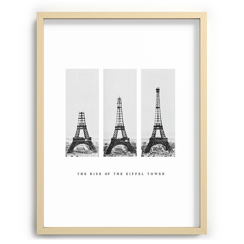 1888-1889 The Rise of the Eiffel Tower Construction Sequence black and white photography Framed Art Print