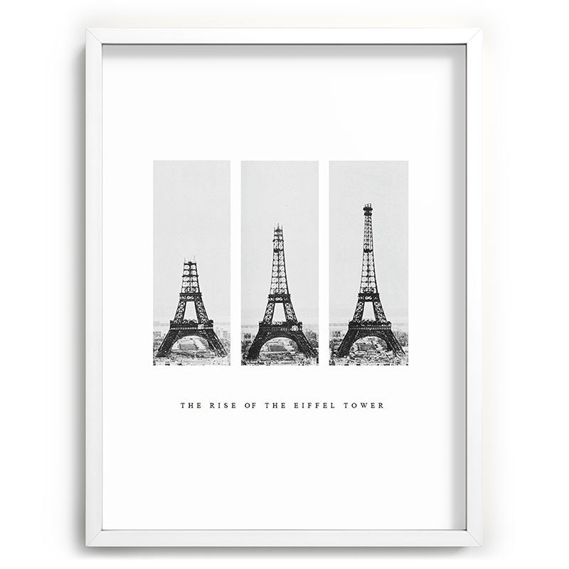 1888-1889 The Rise of the Eiffel Tower Construction Sequence black and white photography Framed Art Print
