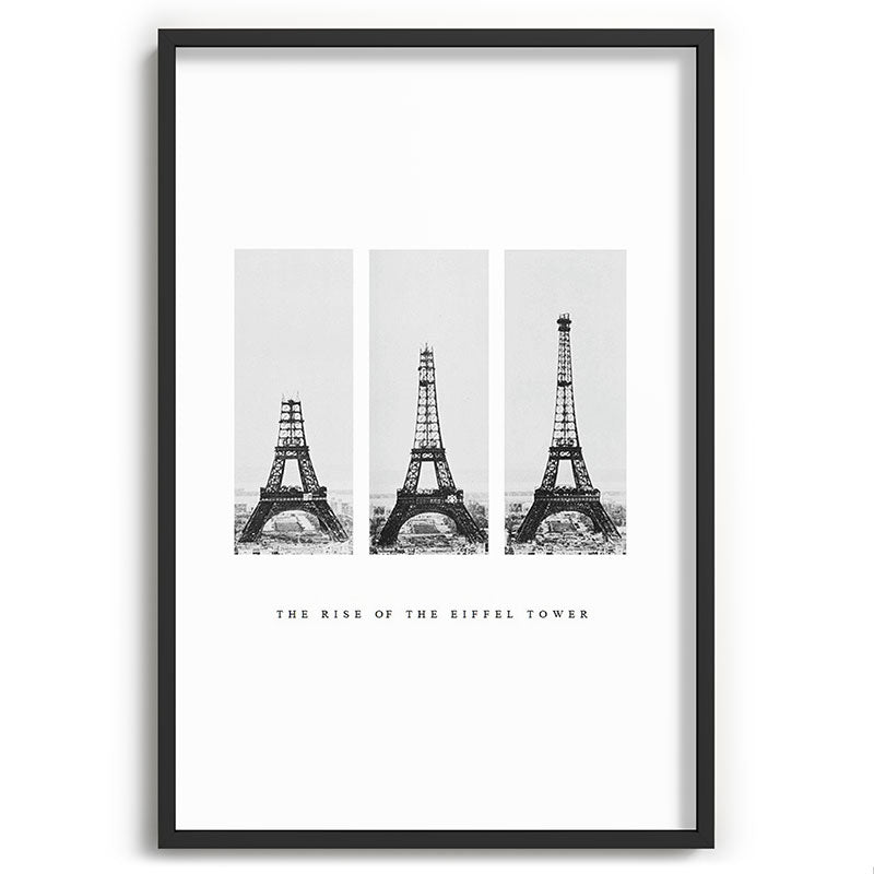 1888-1889 The Rise of the Eiffel Tower Construction Sequence black and white photography Framed Art Print