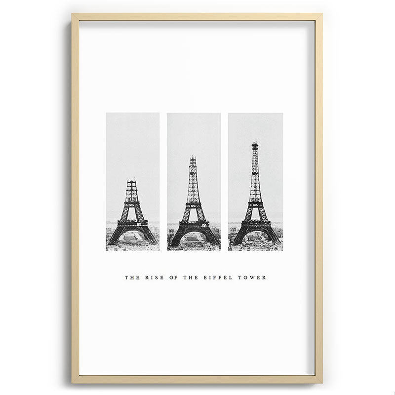 1888-1889 The Rise of the Eiffel Tower Construction Sequence black and white photography Framed Art Print