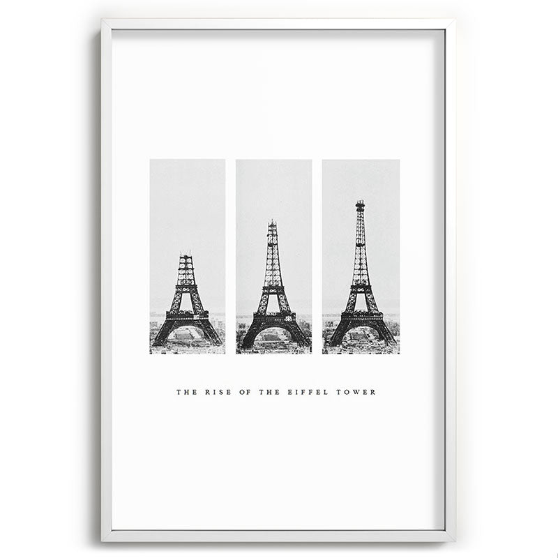 1888-1889 The Rise of the Eiffel Tower Construction Sequence black and white photography Framed Art Print