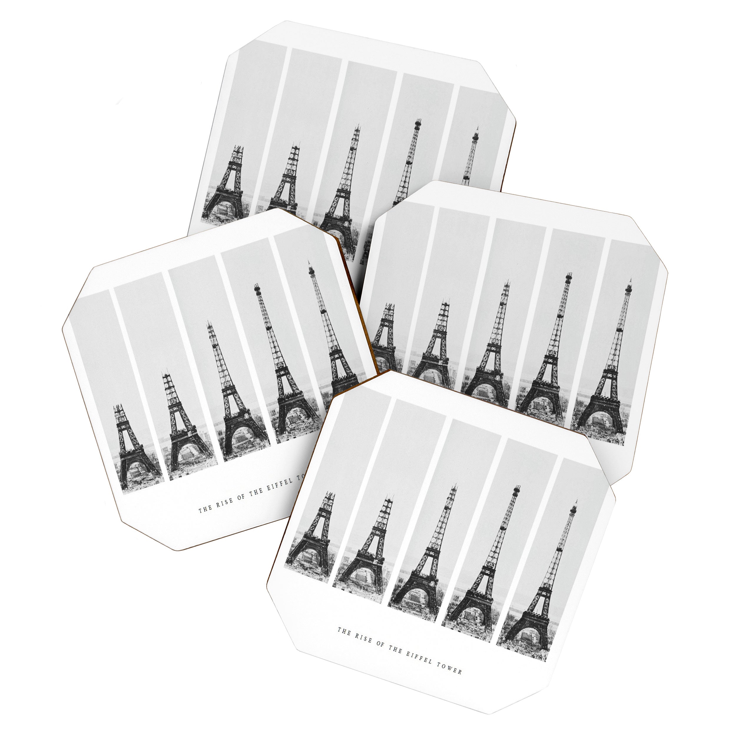 1888-1889 The Rise of the Eiffel Tower Construction Sequence black and white photography Coaster