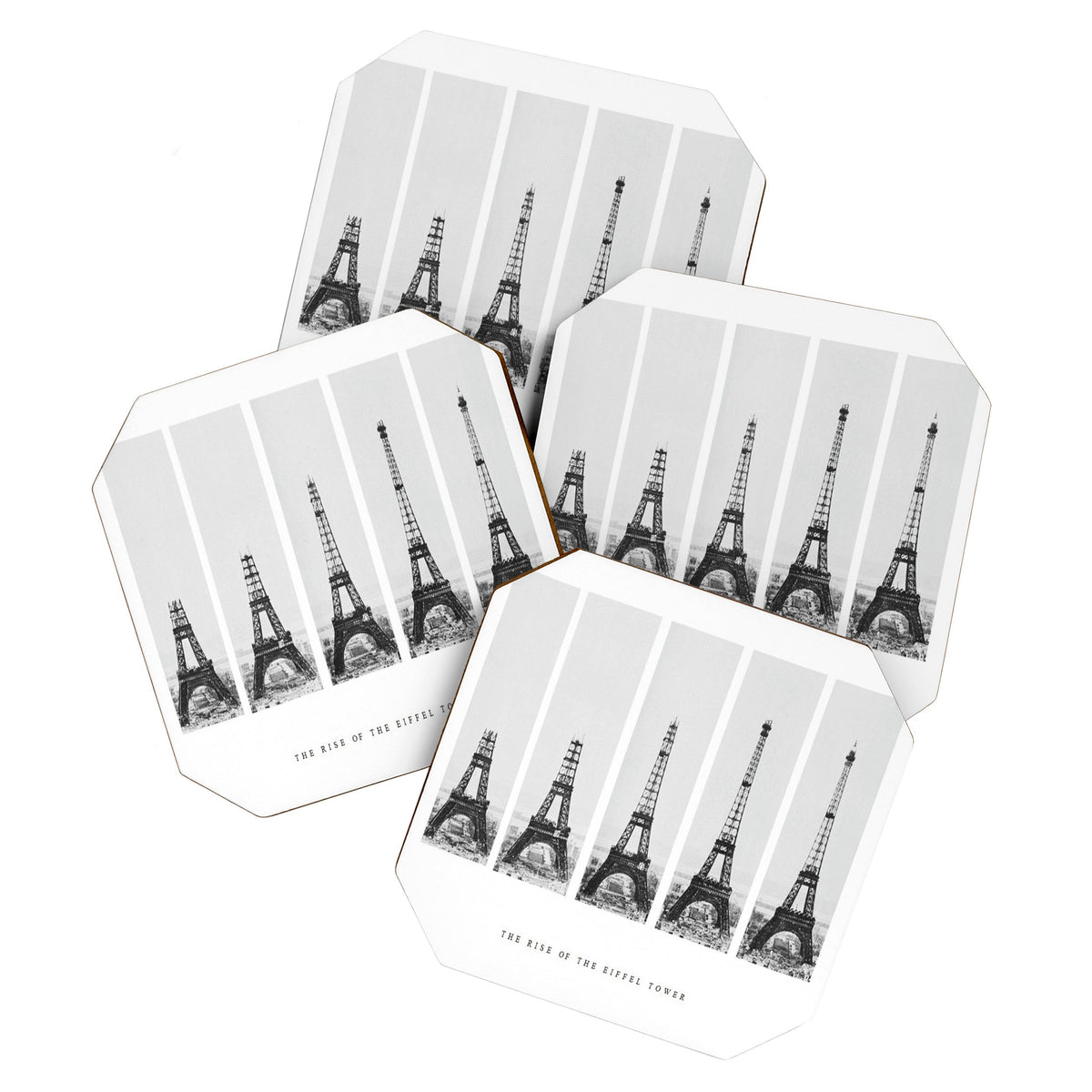 1888-1889 The Rise of the Eiffel Tower Construction Sequence black and white photography Coaster