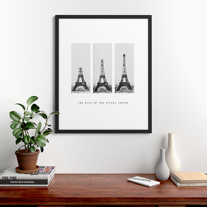 1888-1889 The Rise of the Eiffel Tower Construction Sequence black and white photography Framed Art Print