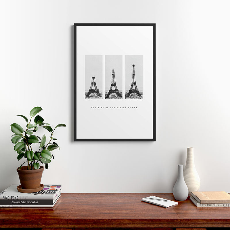 1888-1889 The Rise of the Eiffel Tower Construction Sequence black and white photography Framed Art Print