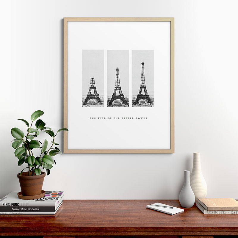 1888-1889 The Rise of the Eiffel Tower Construction Sequence black and white photography Framed Art Print