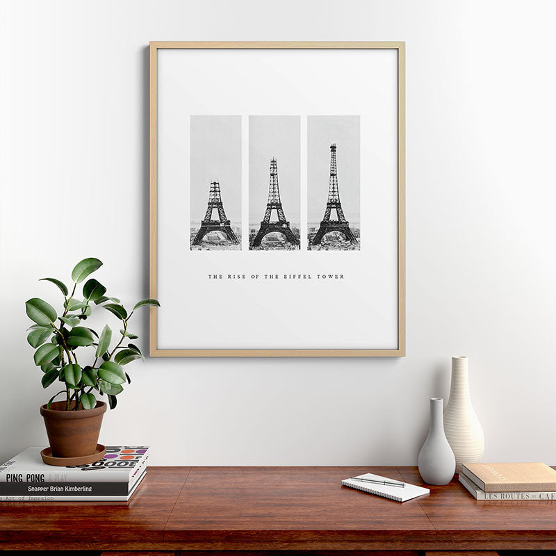 1888-1889 The Rise of the Eiffel Tower Construction Sequence black and white photography Framed Art Print