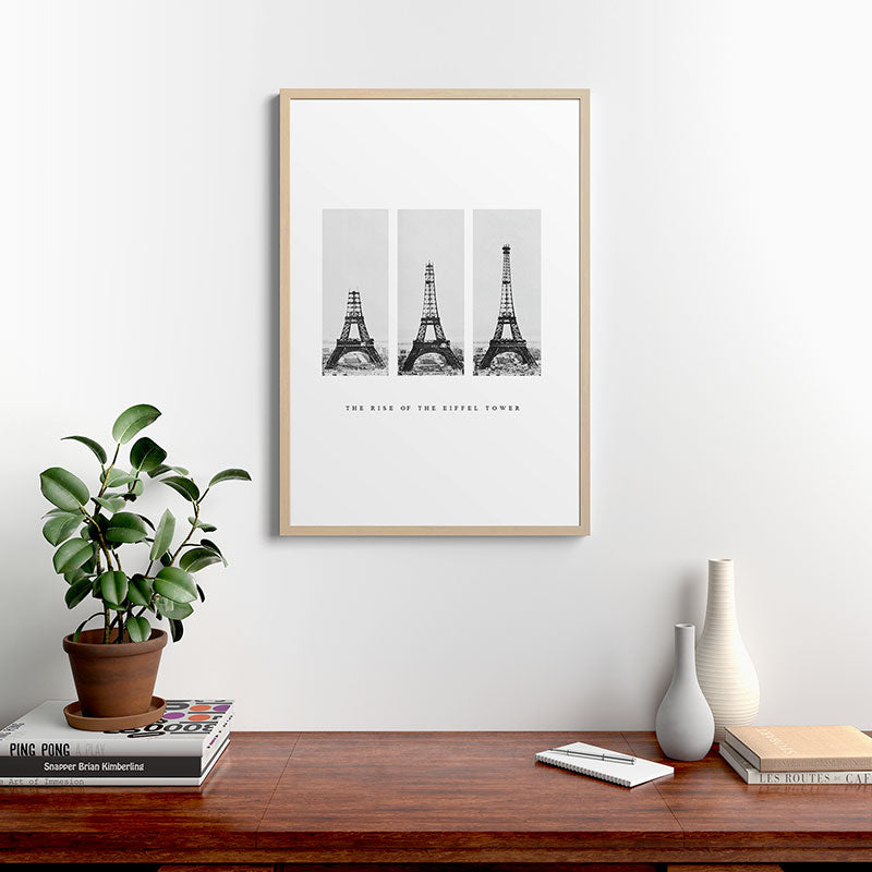 1888-1889 The Rise of the Eiffel Tower Construction Sequence black and white photography Framed Art Print
