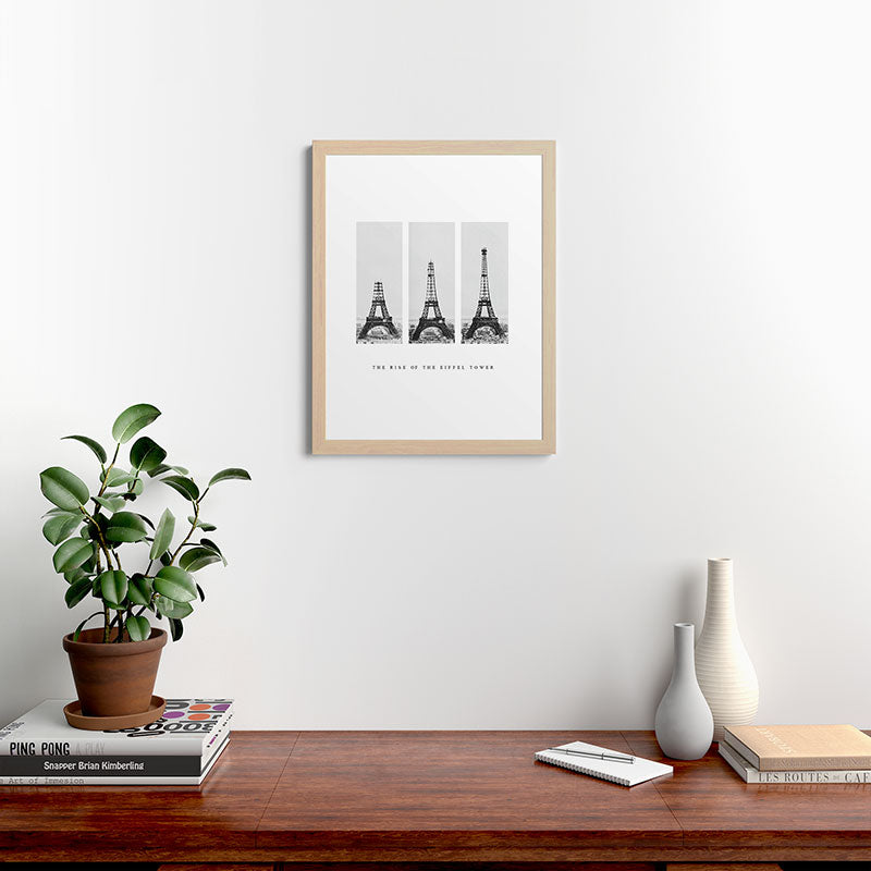1888-1889 The Rise of the Eiffel Tower Construction Sequence black and white photography Framed Art Print