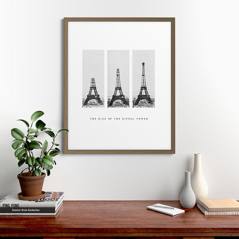 1888-1889 The Rise of the Eiffel Tower Construction Sequence black and white photography Framed Art Print