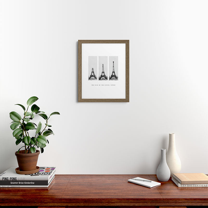 1888-1889 The Rise of the Eiffel Tower Construction Sequence black and white photography Framed Art Print