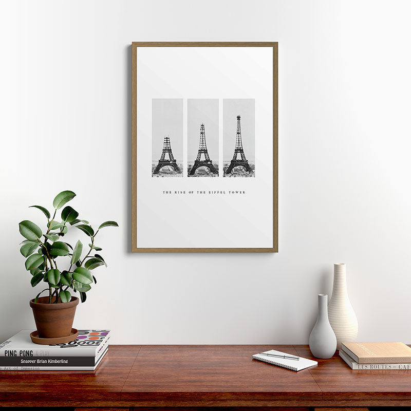 1888-1889 The Rise of the Eiffel Tower Construction Sequence black and white photography Framed Art Print