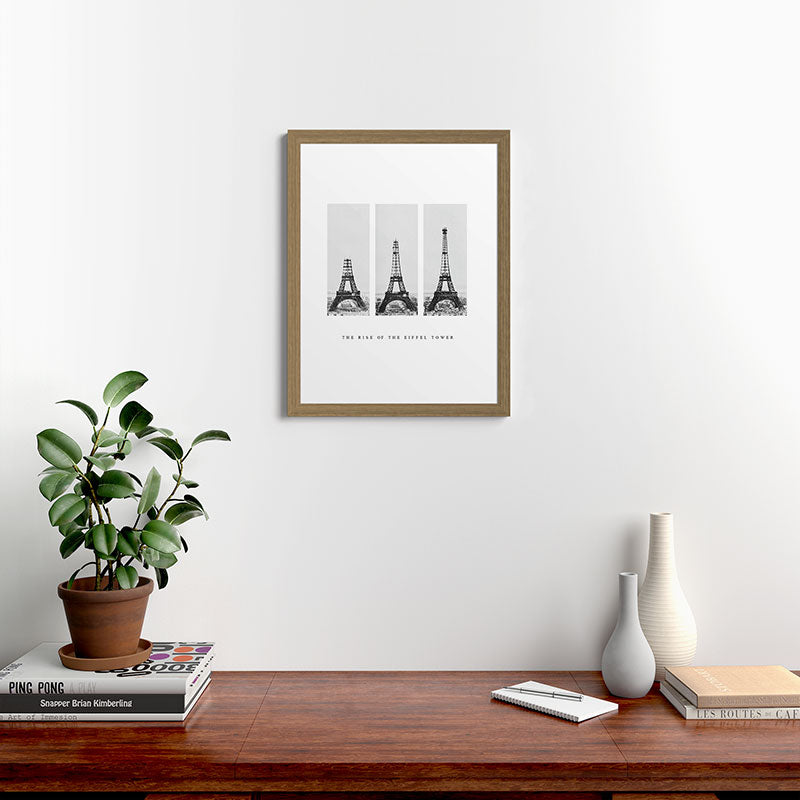 1888-1889 The Rise of the Eiffel Tower Construction Sequence black and white photography Framed Art Print